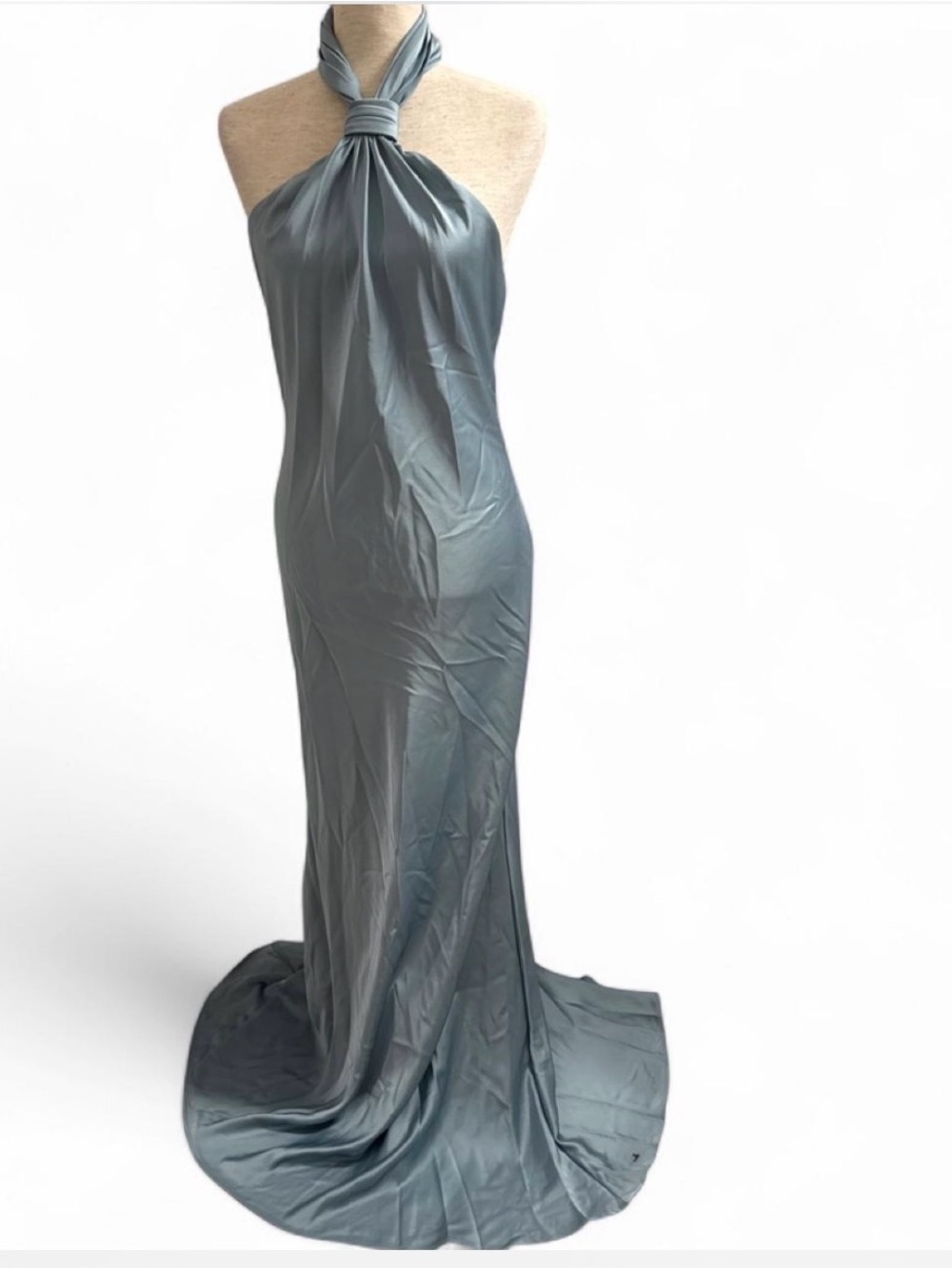 Satin Halter Neck Evening Dress